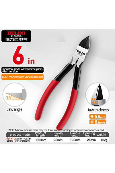 Choice5 6 in-Thin DELIXI ELECTRIC Nozzle Pliers Electronic Pliers Industrial ...