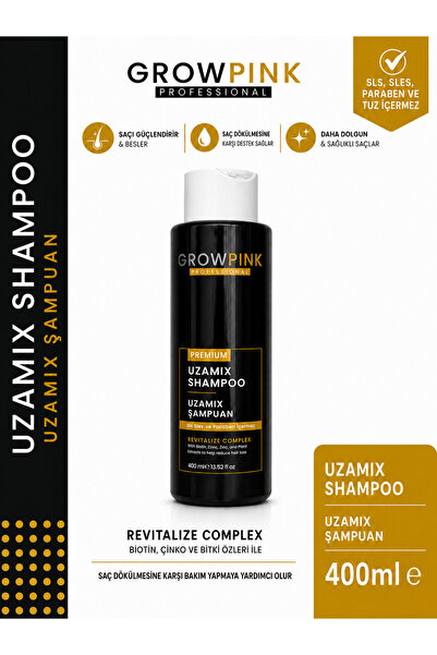 GROWPİNK Uzamix Fast Hair Growth Effect Shampoo 400 ml - Strengthening and An...