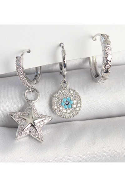 DMR Elegance Brass Gold Color Zircon Stone Star Model Evil Eye Bead Detail 3-...