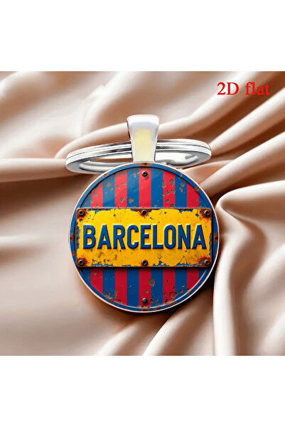 Choice 1pc Vintage Barcelona FC Keychain. Retro Football Design with Gem. Per...
