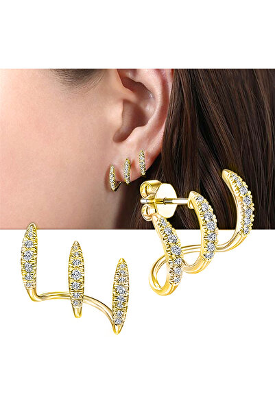Choice E2081 Huitan Silver Color Claws Stud Earrings with Crystal AAA CZ Ston...