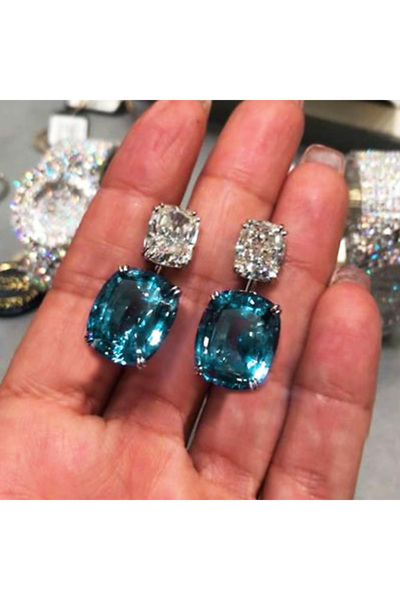 Choice E1280 Huitan Blue/White Cubic Zirconia Dangle Earrings Brilliant Women...