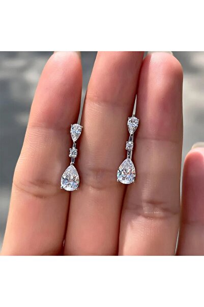 Choice E2613 Huitan Pear Cubic Zirconia Drop Earrings for Women Dainty Ear Ac...