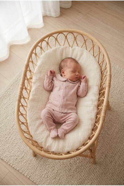 Kuarks Newborn Baby Cotton Organic Pajama Set with Gloves 2-Piece Top and Bottom Set
