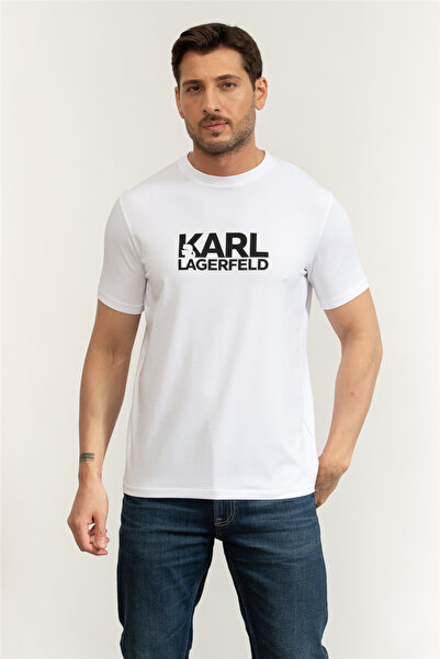 Karl Lagerfeld Erkek Bisiklet Yaka T-Shirt Beyaz