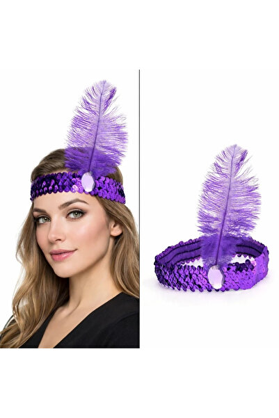 magicool Purple Feathered Retro Charleston Hairband - 70S-80S-90S Party Crown