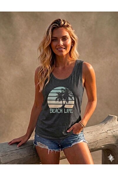 FAVORİST BEACH LIFE Γυναικείο μπλουζάκι με στάμπα (με ανοιχτούς ώμους) με λεπ...