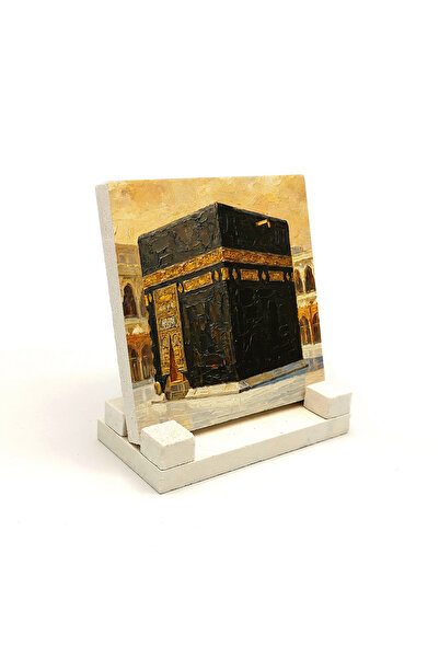 Sadrazam لوحة طاولة حجرية مطبوعة بتصميم الكعبة بالزيت 10x10 1G-Kabe5
