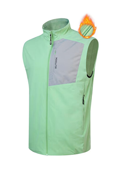OEM Lightweight light green vest, lined, breathable, with side pockets, 2XL
