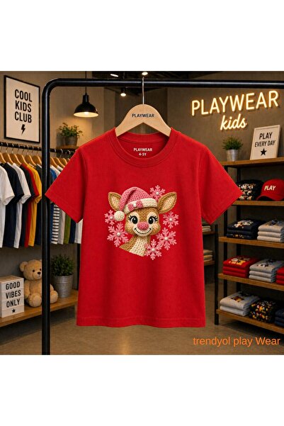 playwear Ροζ μπλουζάκι με στάμπα Ελάφια Μπερέ, 100% παιδικό unisex μπλουζάκι,...