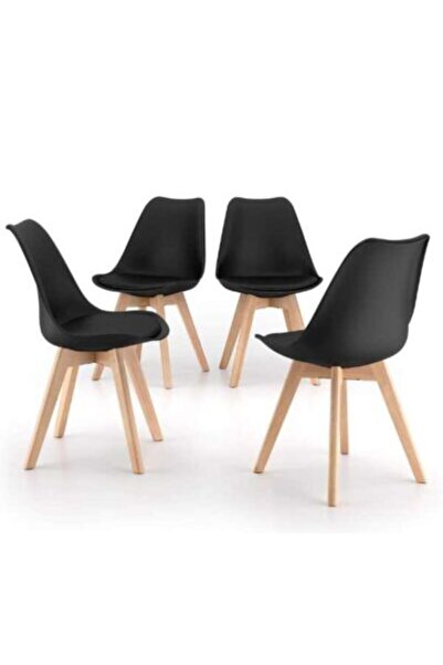 Mercaton Set of 4 Scandinavian Style Chairs, with Beech Wood Legs, PP Seat an...