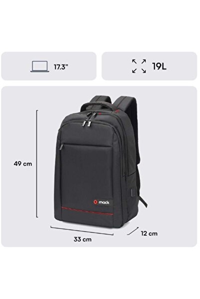 Mack MCC-007 17.3" Office USB Girişli Notebook Sırt Çantası Siyah (Dahili USB...