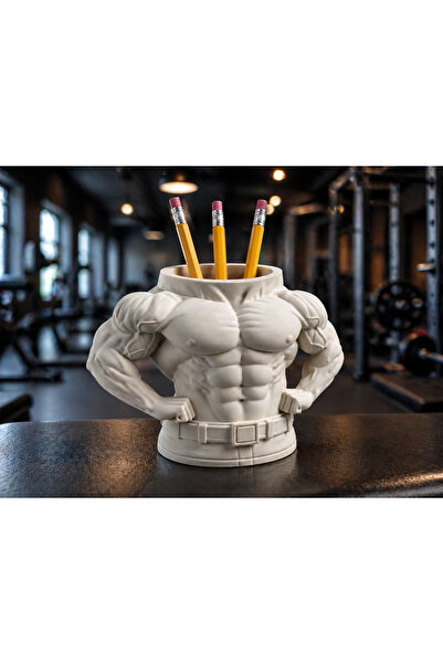 İKONİXPET 3D Kaslı Erkek Kalemlik – Fitness Vücut Tasarımlı Masaüstü Organize...