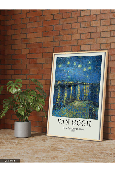 Evinemoda Vincent Van Gogh Starry Night One Piece Wooden Framed Painting