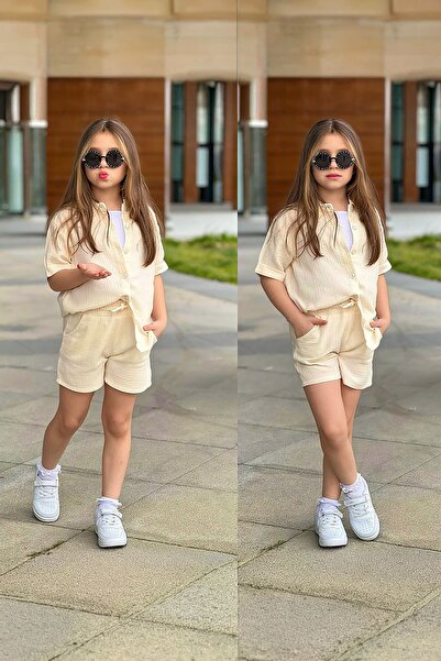 Minigimin Cicileri My Little One's Muslin Shirt, Shorts and Undershirt Girl's...