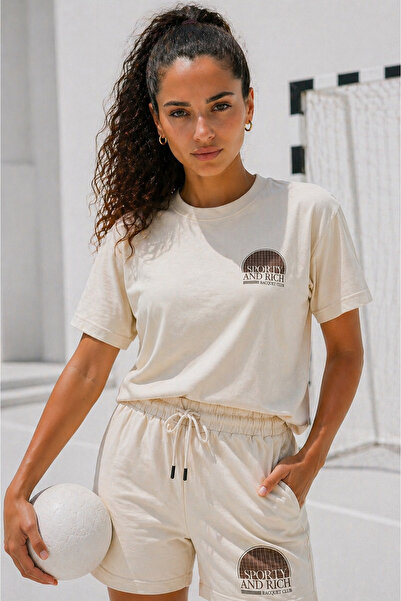 Rich Γυναικείο βαμβακερό αθλητικό & πολυτελές σετ Raquet Clup με κοντομάνικο ...
