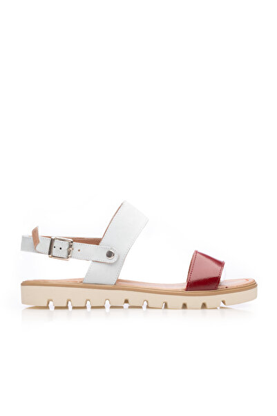 UrbanShoes Sandale cu talpă joasă damă din piele naturală, Leofex - 043 Roşu ...