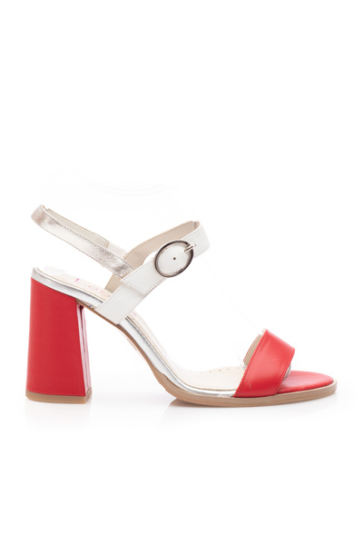 UrbanShoes Sandale damă din piele naturală, Leofex - 222 Roşu Alb Box
