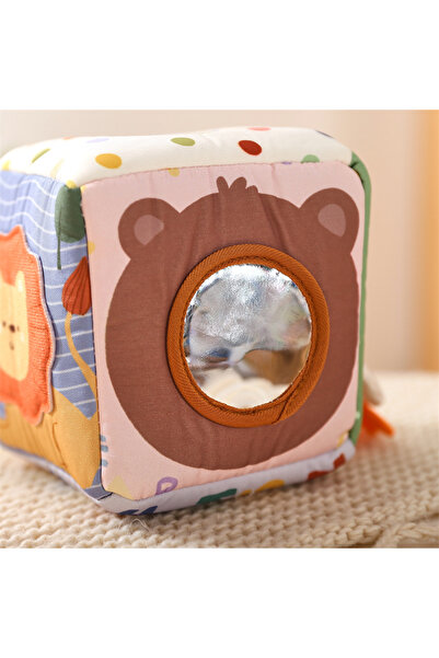 BabySnugg Cub senzorial Babysnugg, jucarie interactiva cu servetele, 3+ luni,dezvoltare senzoriala, Animale