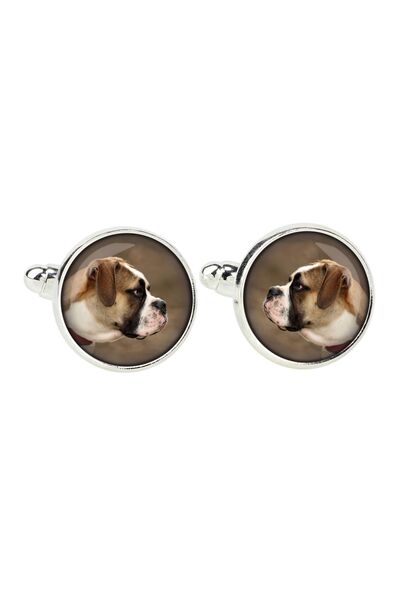 Art - Dog American Bulldog - cufflinks, a shirt accessory, a shirt pendant fr...