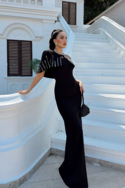 Sindimoda Helin Pelerin Detay Straplez Abiye 1204