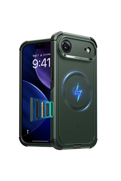 ESR Калъф за iPhone 17 Air, Кибер ​ ​ Халолок, удароустойчив, зелен