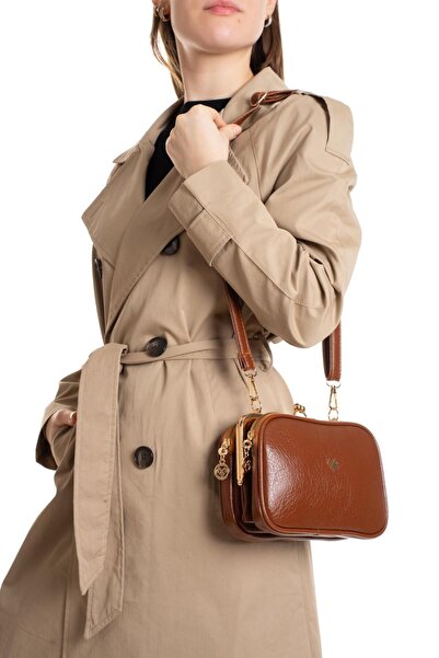 KRC BAGS 4-Compartment Clip-On Lined Soft Leather Hand and Shoulder Bag, Cros...
