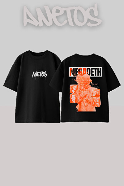 Anetos Μπλουζάκι Megadeth Skull Design με στάμπα στην πλάτη, βαμβακερό μαύρο ...