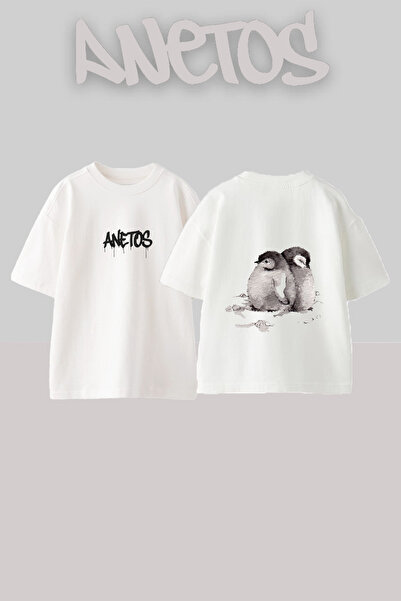 Anetos Μπλουζάκι με σχέδιο Baby Penguins, με στάμπα στην πλάτη, βαμβακερό, λε...