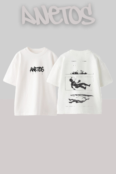 Anetos Μπλουζάκι με στάμπα στην πλάτη από βαμβάκι σε λευκό χρώμα, με σχέδιο S...