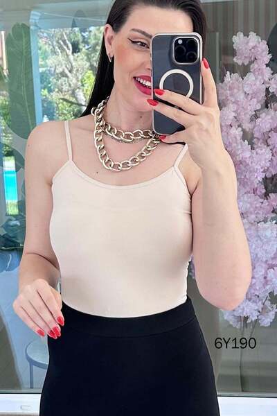 İnce Topuk Κορμάκι Λύκρα με λουράκια από κορδόνι 6y190