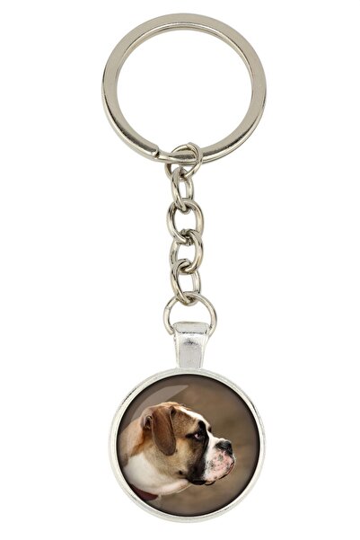 Art - Dog American Bulldog - keychain with your photo, key decoration, bag pe...