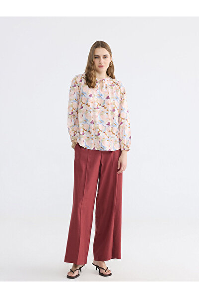 LC Waikiki Nevavm Women's Linen Blend Trousers with Elastic Waist