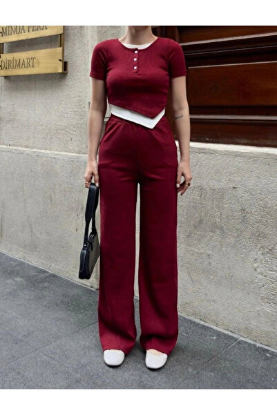 BİGÜMEX Set din două piese cu tricou, alb, cu detalii asimetrice