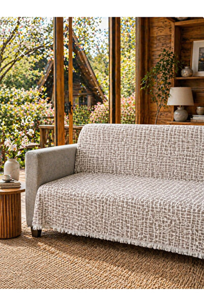 Hig Store Mermer Desen Kaymaz Yıkanabilir Pamuklu Koltuk Örtüsü 180x220 cm Ot...
