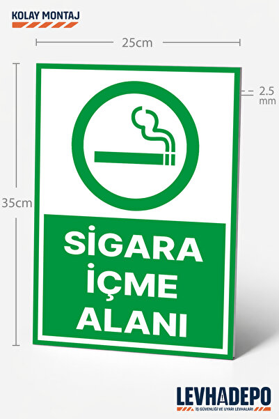 LEVHADEPO (SGR30) Sigara İçme Alanı Uyarı Levhası 25X35 Dekota