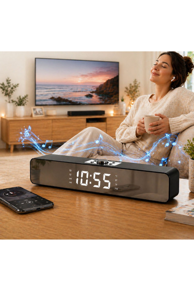 MultiZone Bluetooth Bağlantılı Stereo Hoparlör Ses Sistemi LED Ekran Dijital ...