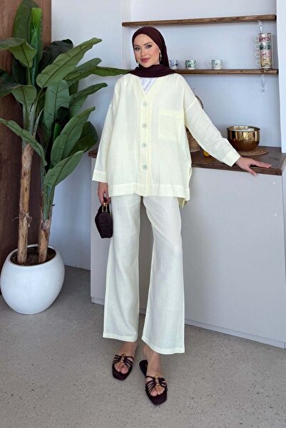 Şulemoda Giyim Muslin Trouser Suit Yellow