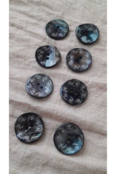 ILERI EUROPE Natural Black Laser Genuine Pearl Mussel Shell Button 20 mm 8Pcs