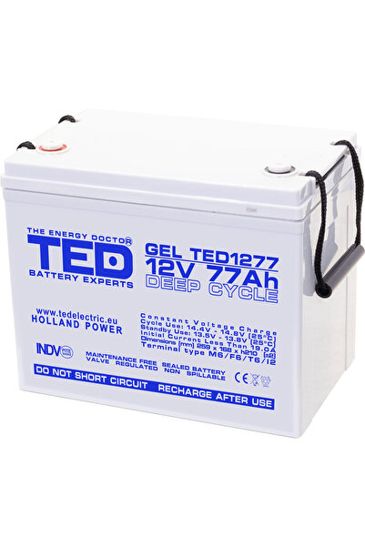 TED Electric Acumulator Staționar Etans cu Gel Deep Cycle 12V 77A M6 F6 T6, D...