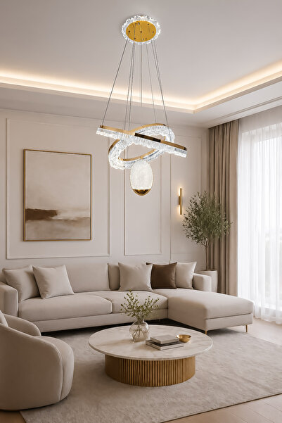 Turanconcept Rüya Modern Tasarım Sarkıt Led Avize 3 Renk Işık Kristal Görünüm...