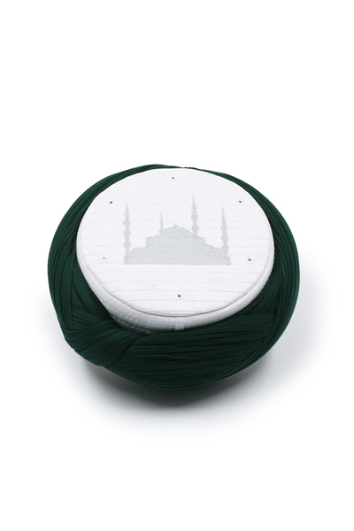 Sarıkhane Mosque Yellow – Green Fabric – White Skullcap – Crossed Wrap – Mosq...