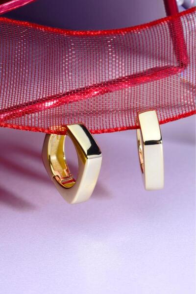 innuendo jewelery 925 Ayar Gümüş Modern Kare Halka Küpe Kadın