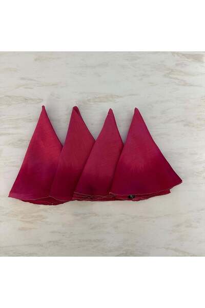 Tohfa Luxe Pink Ombre Embroidered Round Napkin Set – Set of 4, 50 cm Diameter...