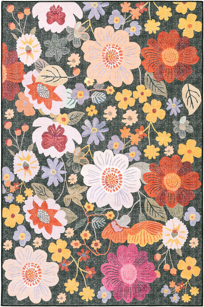Cool Halı Coloris Renkli İnce Vintage Çiçek Bahçesi Makinede Yıkanabilir Salo...