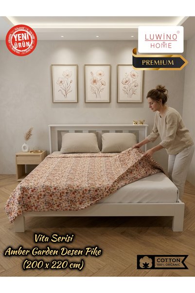 LUWİNO HOME Double Pique, Bedspread 100% Cotton Vita Series 200 X 220 cm