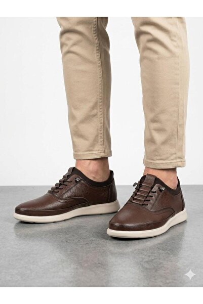 Lütfi Men's Genuine Leather Lightweight Orthopedic Sole Casual Shoes