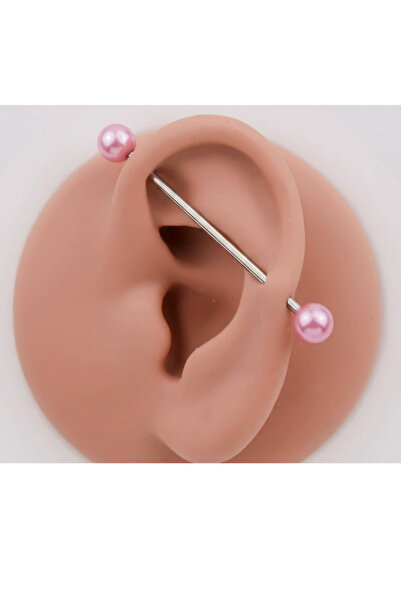 TakıLabirenti Industrial Barbell Piercing, Top Detaylı Kıkırdak Küpe, Kulak P...