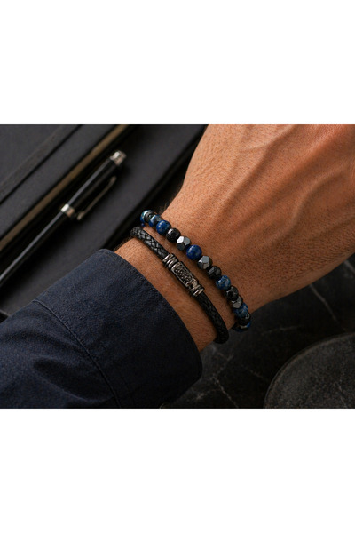 POYASE Men's Bracelet with Natural Stone Look & Elastic Design, Minimalist an...