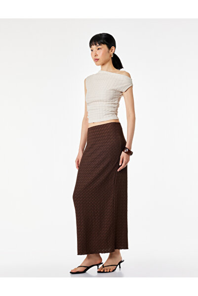 Koton Bürümcük Fabric Textured Slim Fit Midi Pencil Skirt